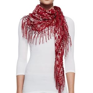 Tory Burch Silesa Floral Square Scarf, Red